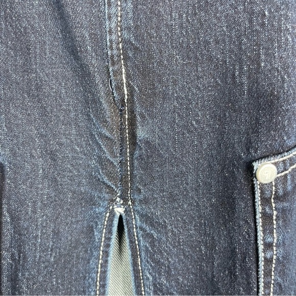 Pilcro x Anthropologie Carpenter Maxi Denim Skirt In Dark Blue Wash Size US 14 - Picture 7 of 11